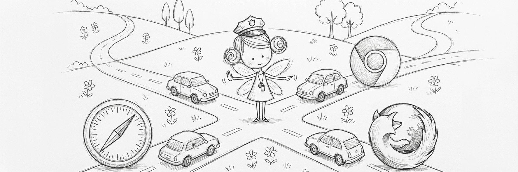BrowserFairy directing browser traffic at a crossroads